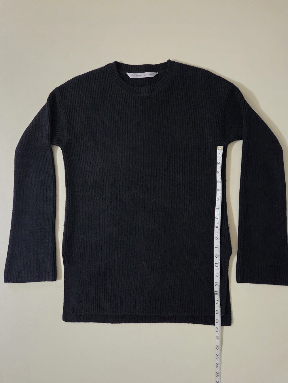 Athleta Black Crewneck Wool Cashmere Bell Sleeve Sweater - Picture 6 of 16